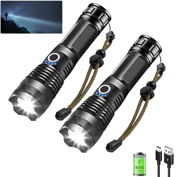 100000 High Lumens Flashlights,Usb Rechargeable Powerful Waterproof Super - Picture 2 of 7